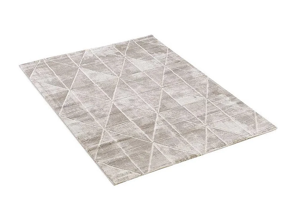 tapis salon 120x160 tissé crème rectangle motif géométrique LYN7 VOLITRO