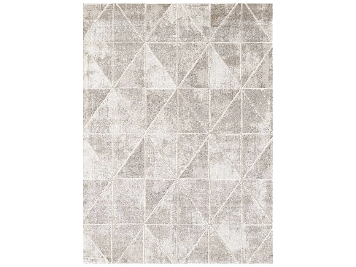 tapis salon 120x160 tissé crème rectangle motif géométrique LYN7 VOLITRO