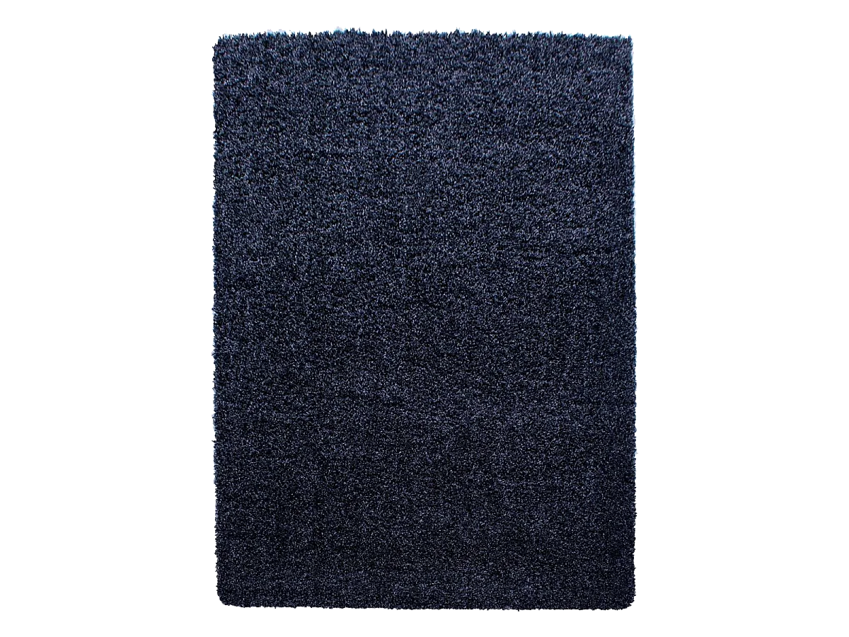 Tapis poils longs shaggy 80x150 rectangle tissé bleu marine motif uni UNI L