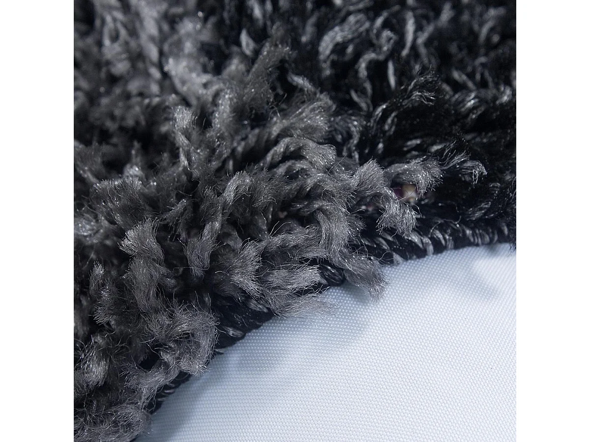 Tapis poils longs shaggy 200x290 rectangle tissé gris et noir motif damier