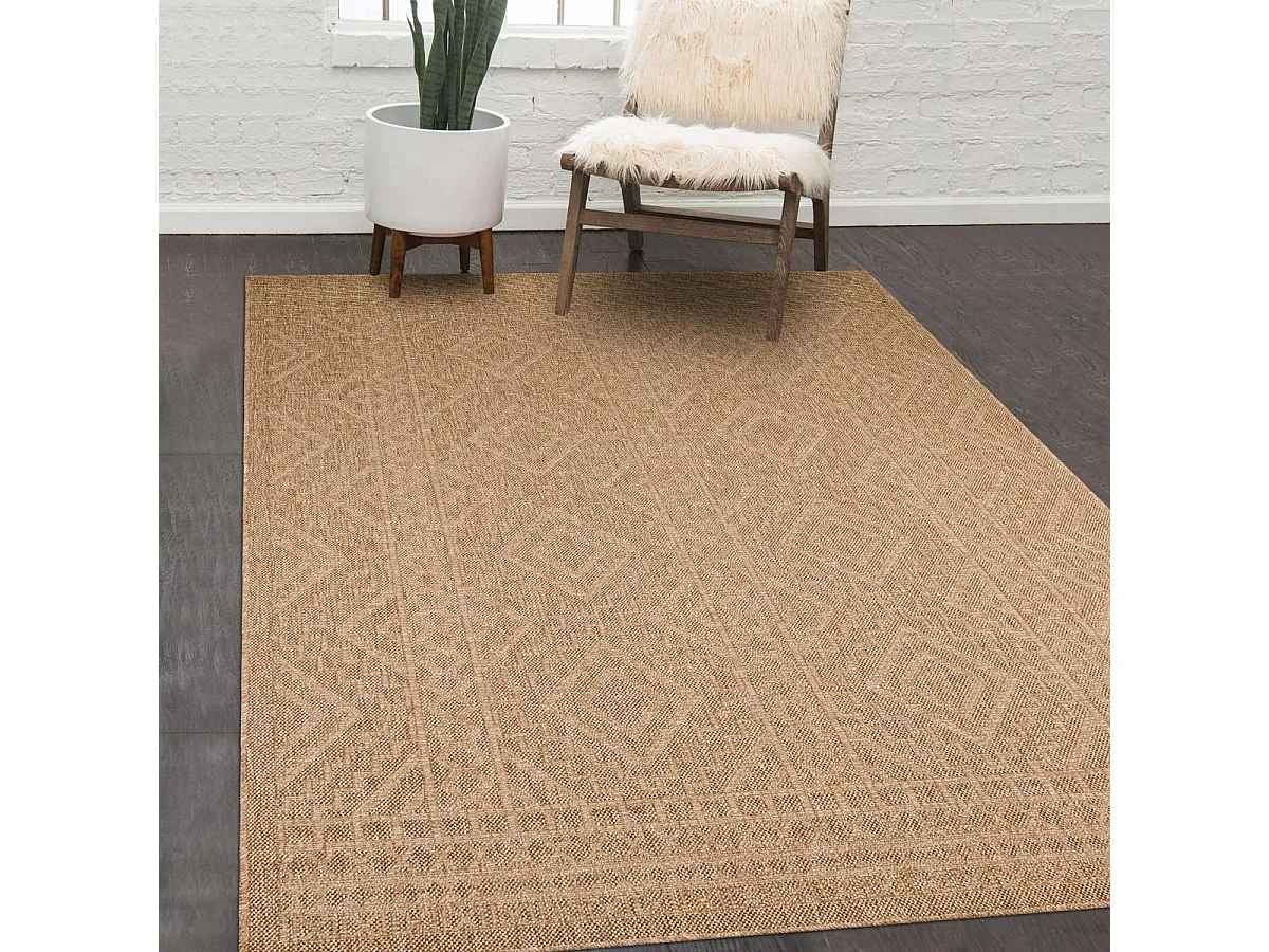 Tapis extérieur 60x90 tissé kilim beige JUTE ART 3
