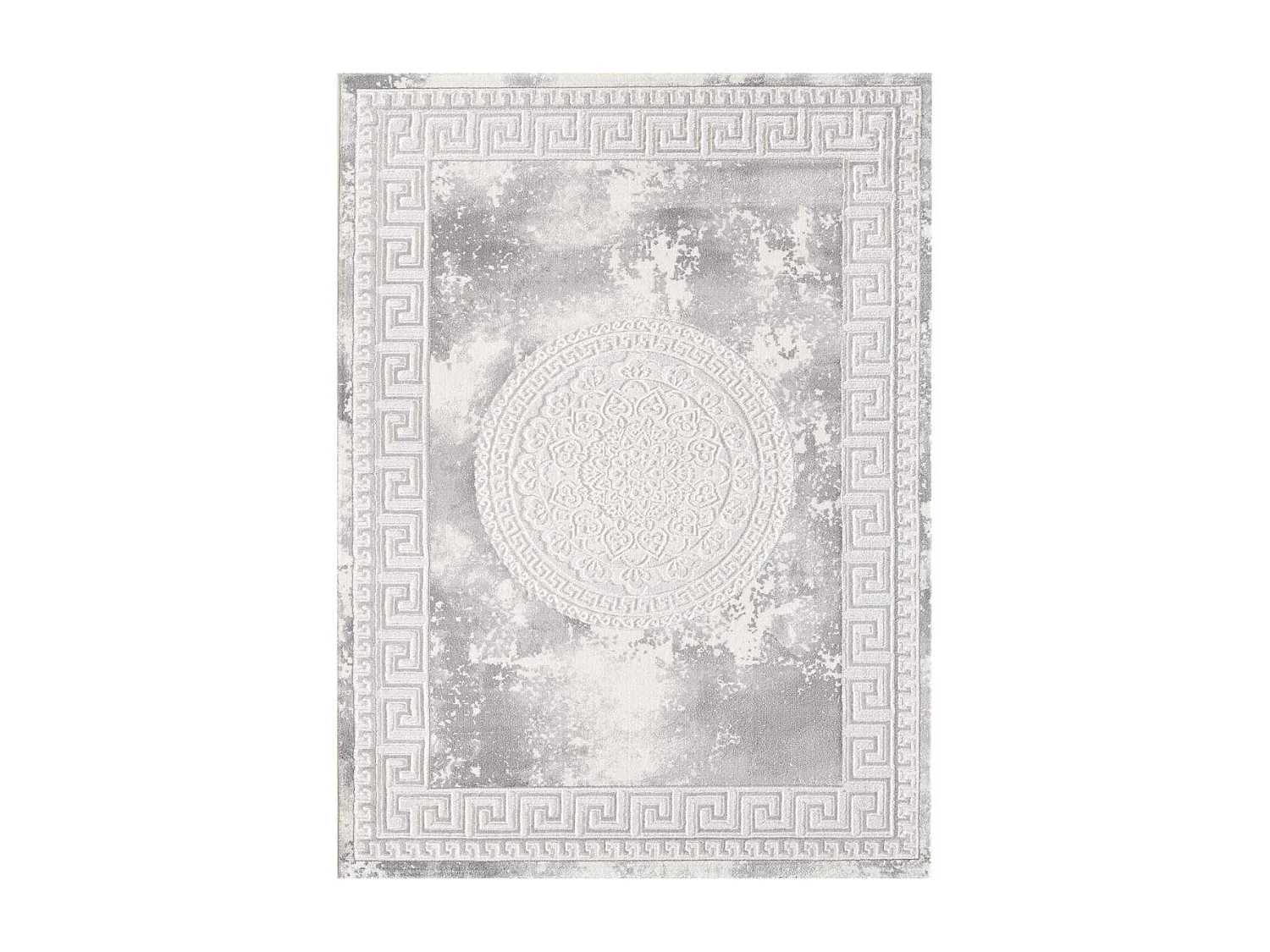 Tapis oriental 160x220 rectangle gris clair tissé motif ancestral LYN7 ALAN