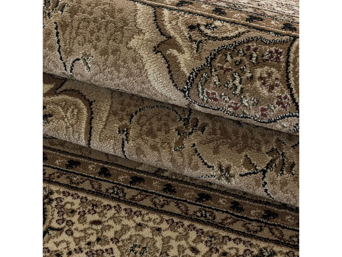 Tapis orient 200x290 rectangle beige et noir tissé motif traditionnel TIBRICA