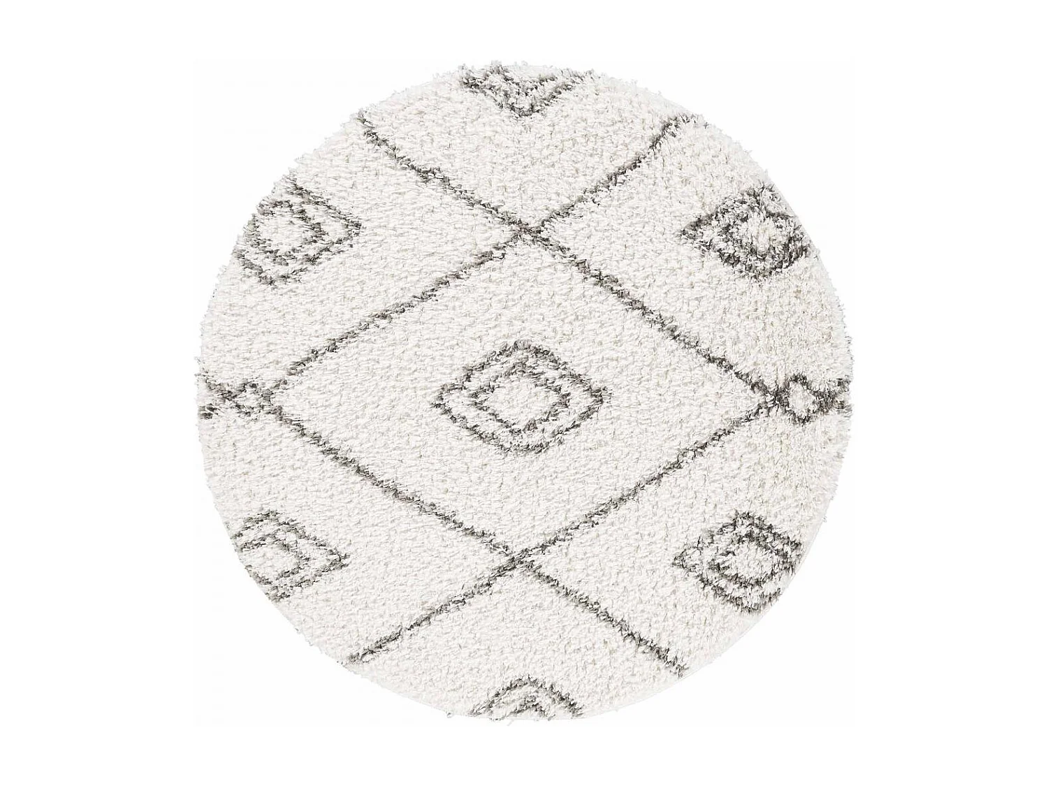 Tappeto berbero rotondo Ø120 cm tessuto etnico modello DOUX 2 crema