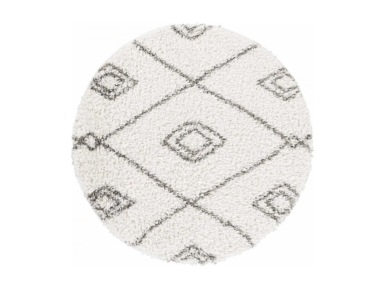 Tappeto berbero rotondo Ø120 cm tessuto etnico modello DOUX 2 crema