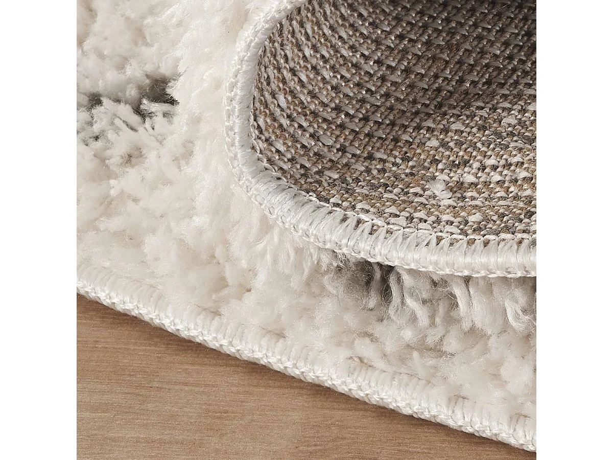 Tappeto berbero rotondo Ø120 cm tessuto etnico modello DOUX 2 crema