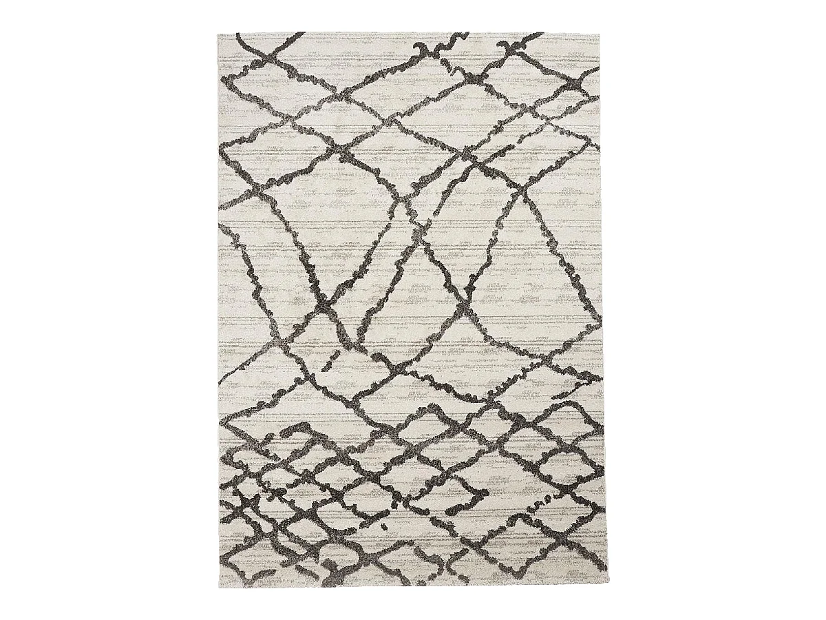 Tapis berbère 60x110 tissé motif ethnic NALIFO blanc