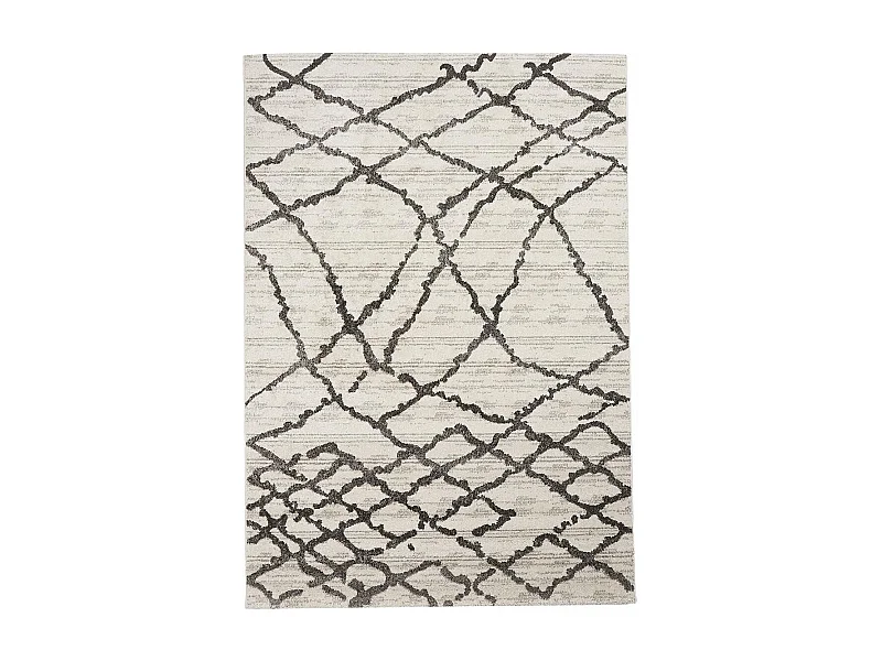 Tapis berbère 60x110 tissé motif ethnic NALIFO blanc