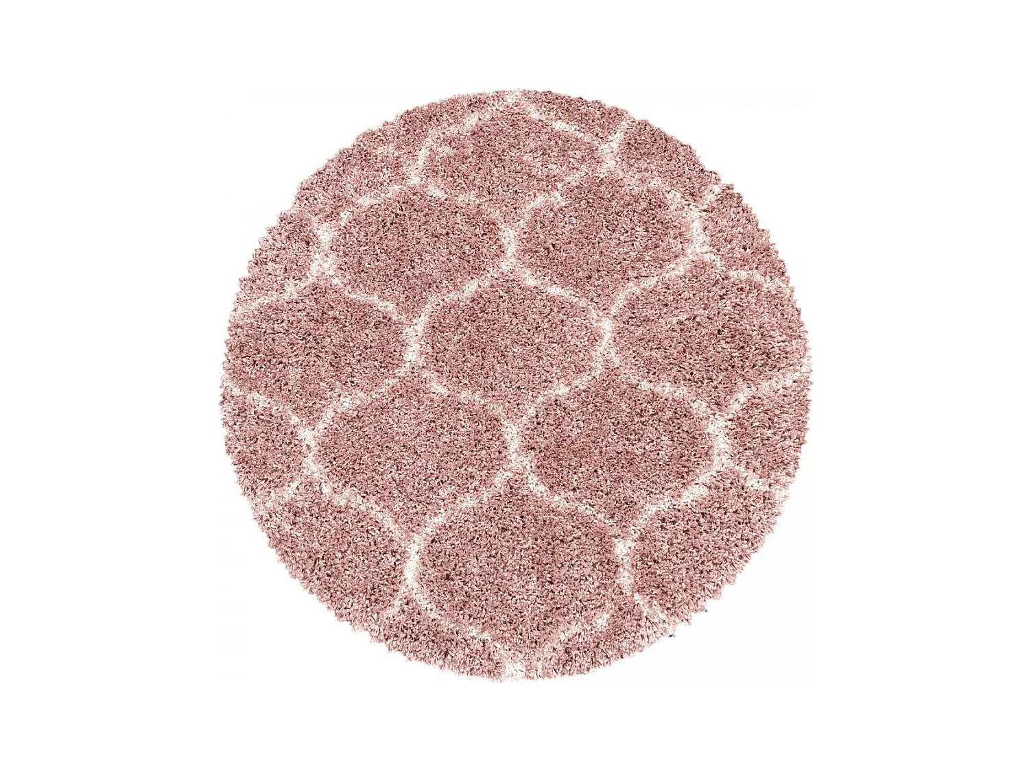 Tapis shaggy 240x340 rectangle tissé rose crème et me motif scandinave