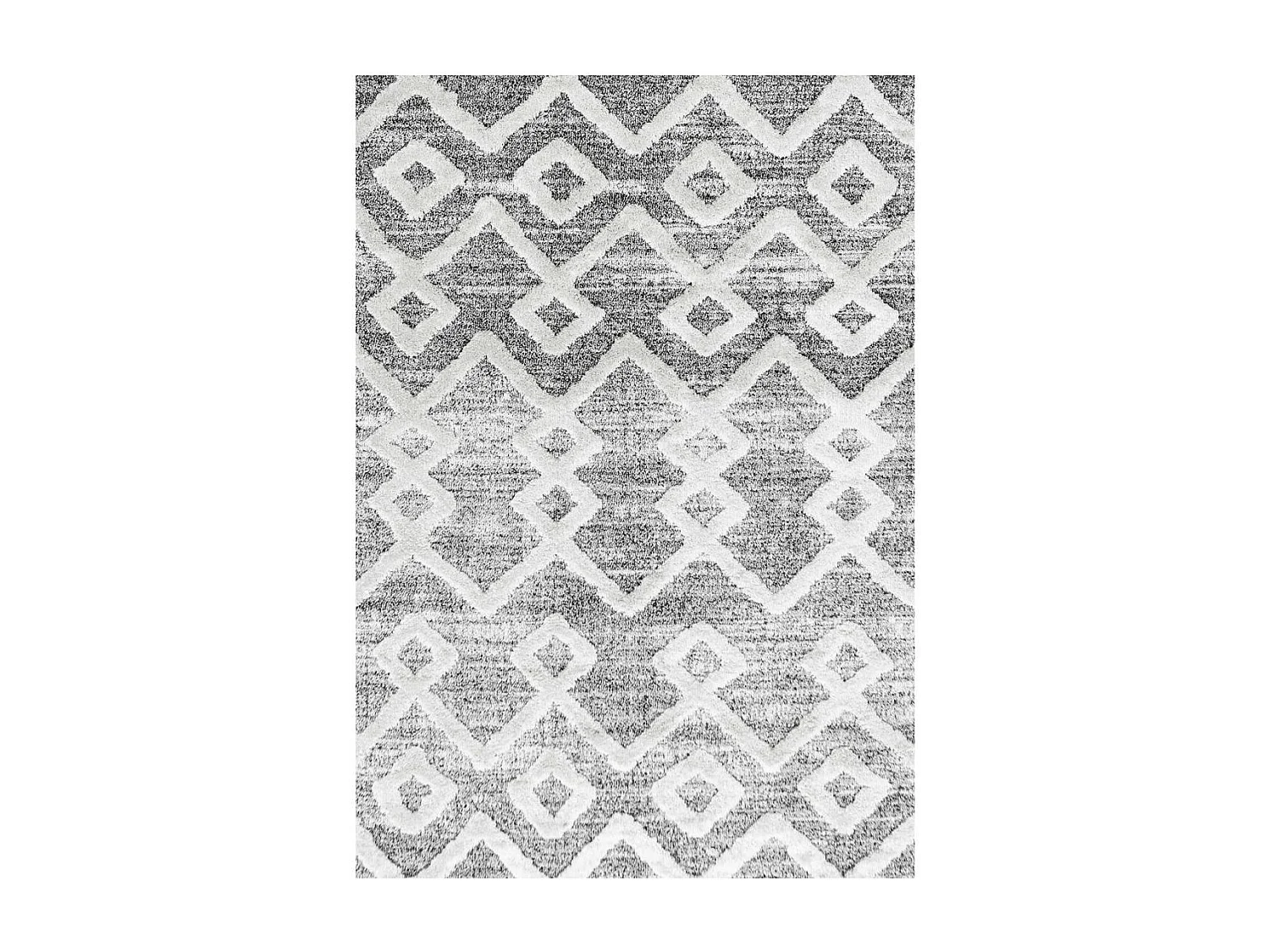 tapis de couloir 80x250 tissé gris foncé et blanc motif scandinave PISTIOUL