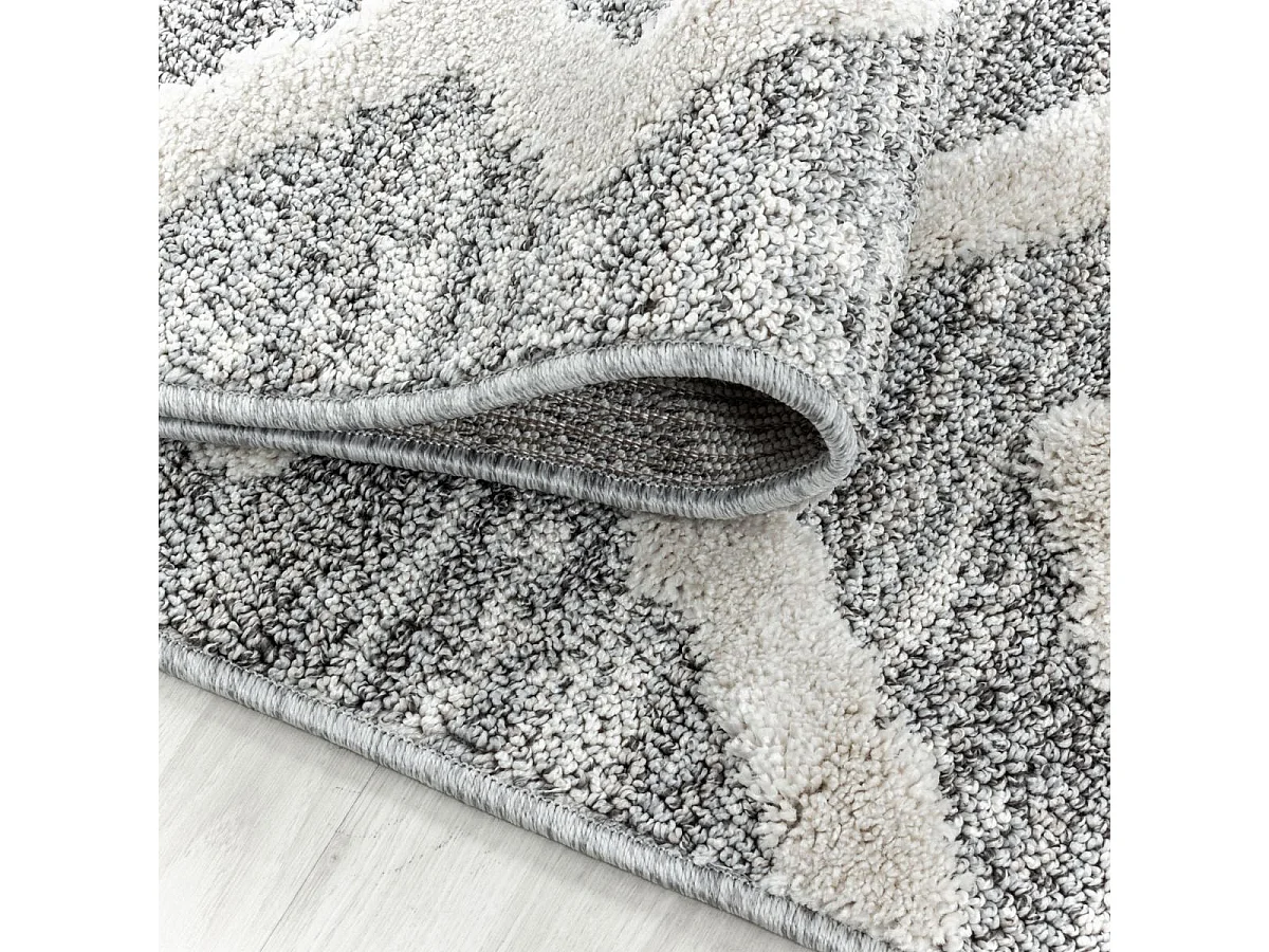 tapis de couloir 80x250 tissé gris foncé et blanc motif scandinave PISTIOUL