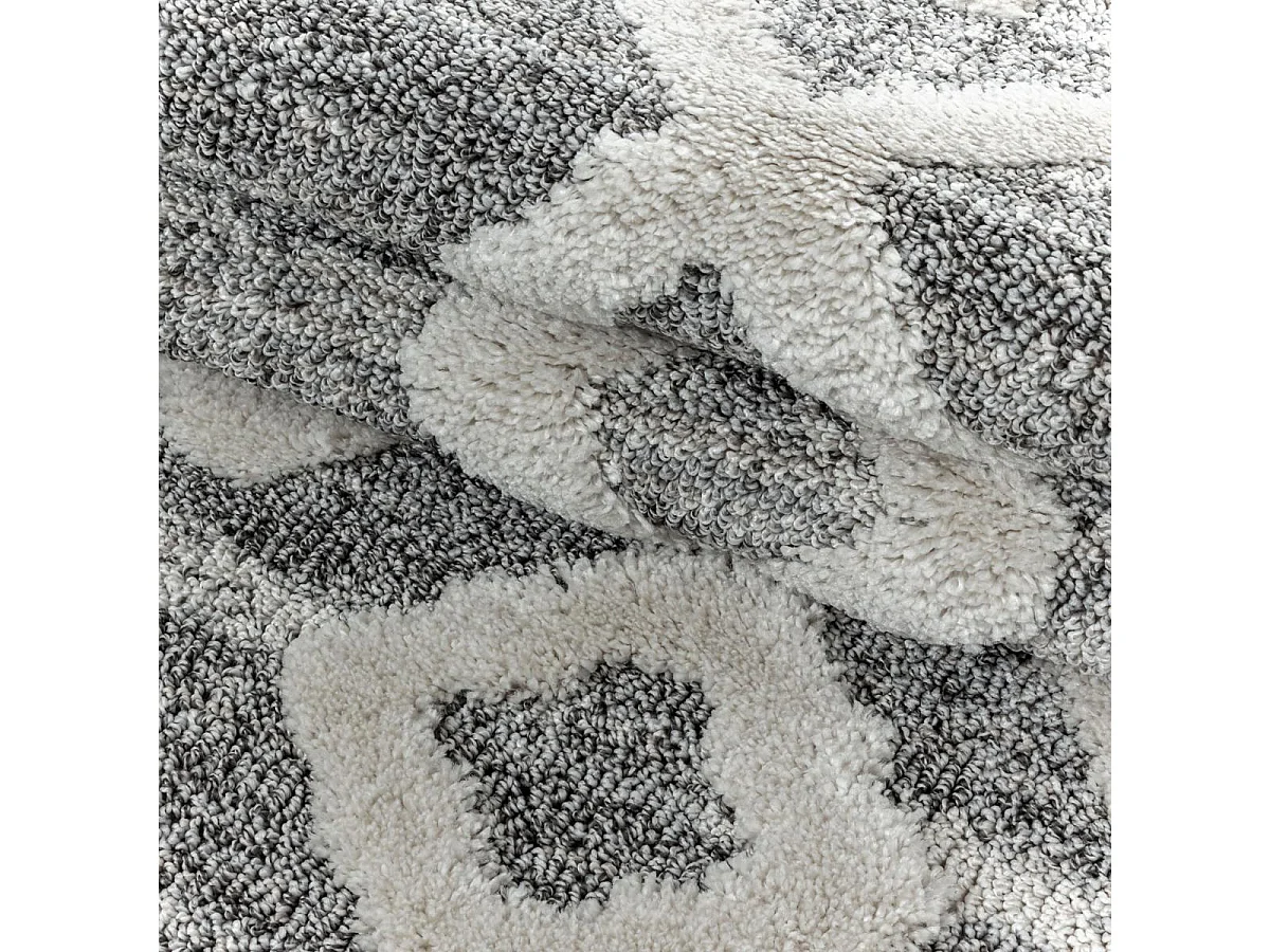 tapis de couloir 80x250 tissé gris foncé et blanc motif scandinave PISTIOUL