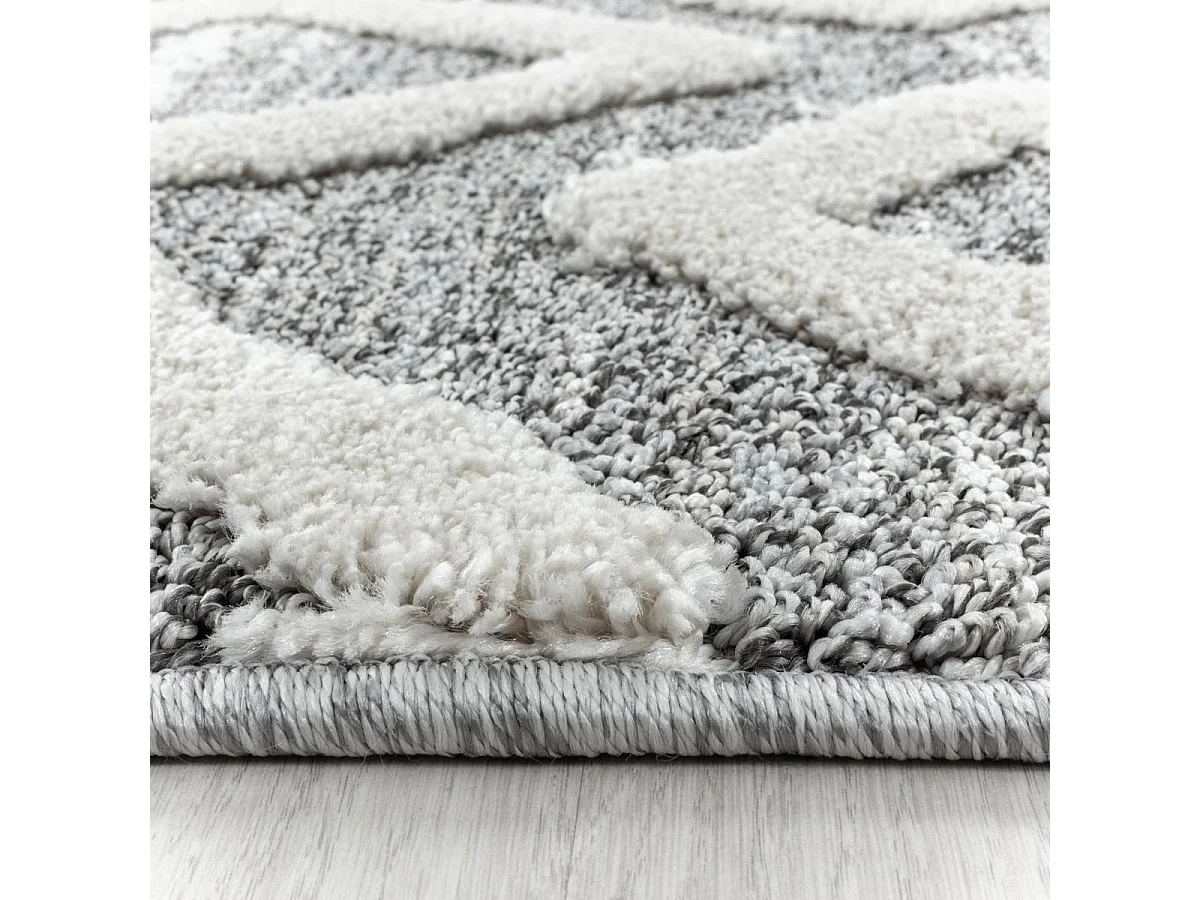 tapis de couloir 80x250 tissé gris foncé et blanc motif scandinave PISTIOUL