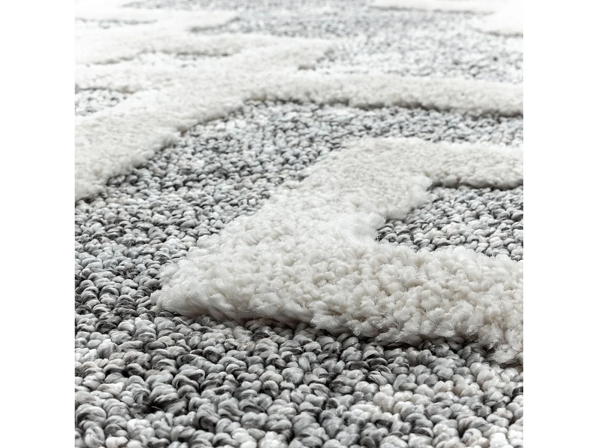 tapis de couloir 80x250 tissé gris foncé et blanc motif scandinave PISTIOUL