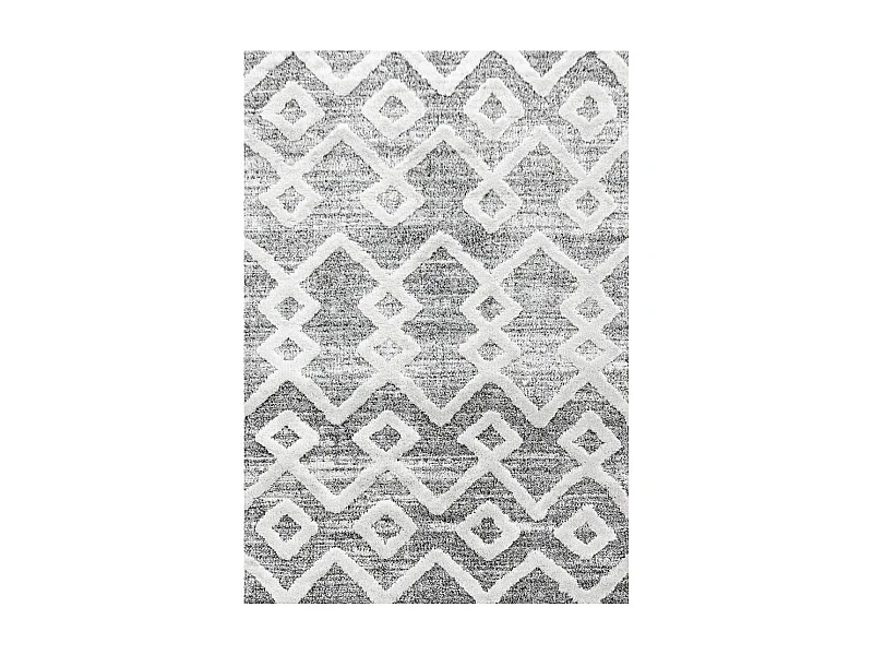 tapis de couloir 80x250 tissé gris foncé et blanc motif scandinave PISTIOUL