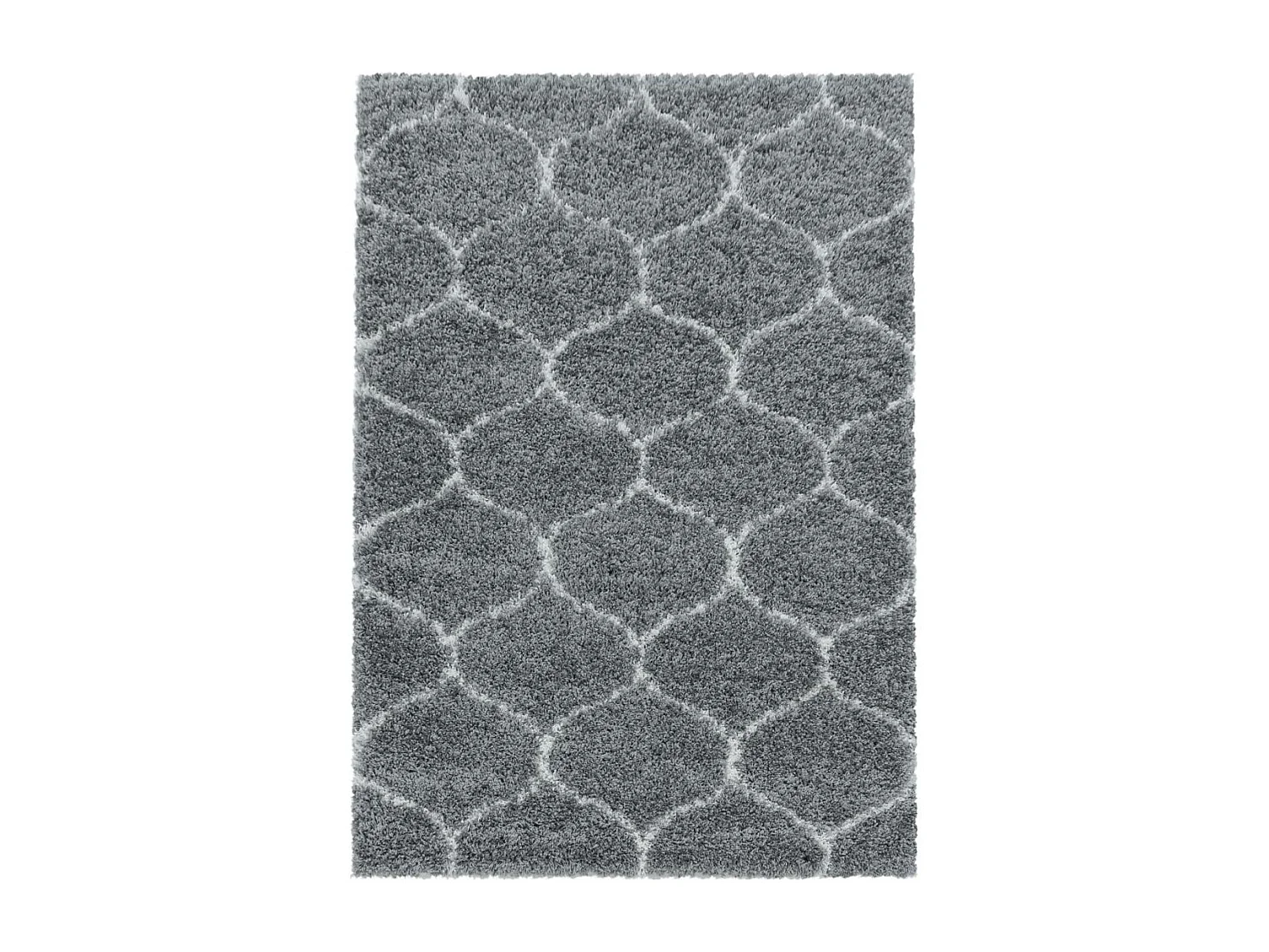 Tapis shaggy Ø200cm rond tissé gris et crème motif scandinave SCANDINAV A