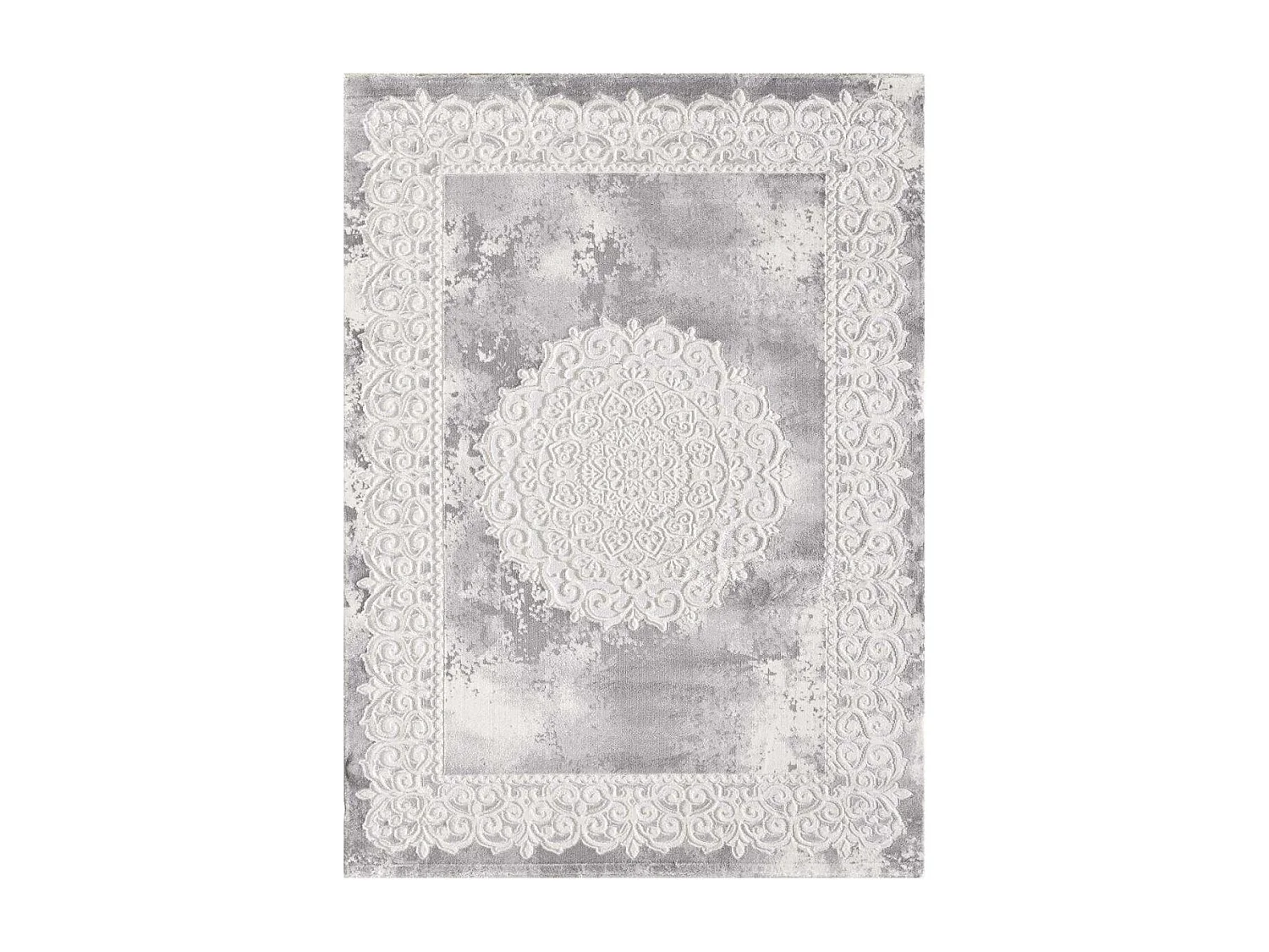 Tapis oriental 60x110 rectangle gris clair tissé motif ancestral LYN7 BALROD