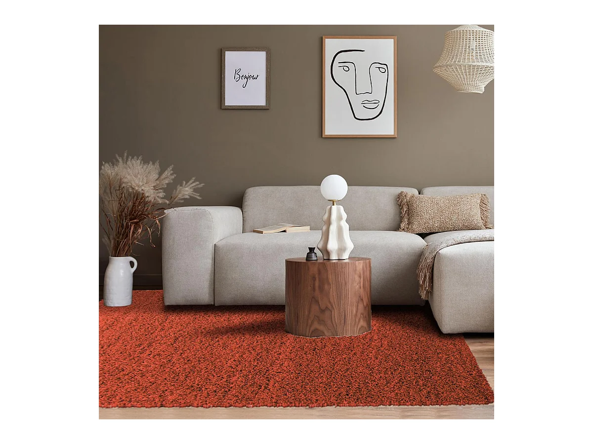 Tapis poils longs shaggy 100x200 rectangle tissé terra motif uni UNI L