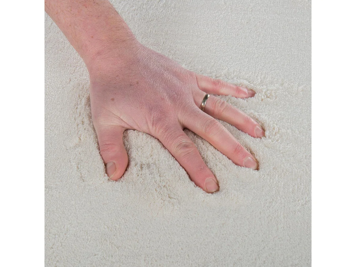 Tapis salon LYN10 LAVABLE 160x230 soyeux et doux, tapis beige uni à l'aspect Shaggy