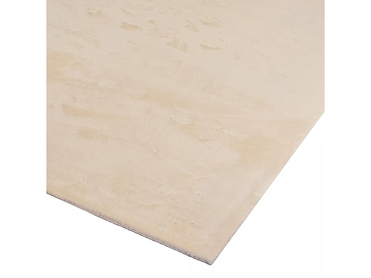 Tapis salon LYN10 LAVABLE 160x230 soyeux et doux, tapis beige uni à l'aspect Shaggy