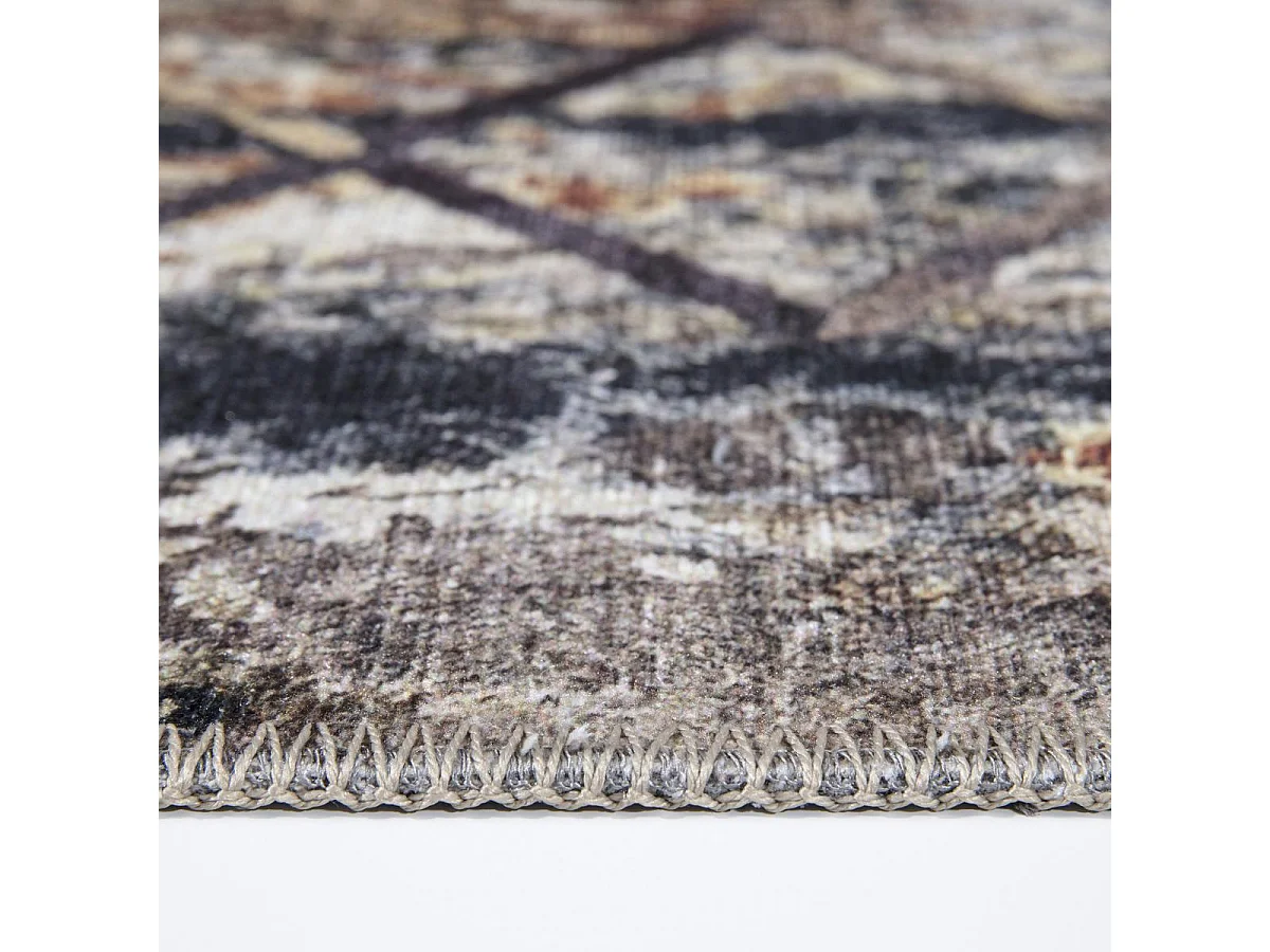 tapis cuisine 75x150 tissé beige et orange rectangle motif scandinave JOINTA