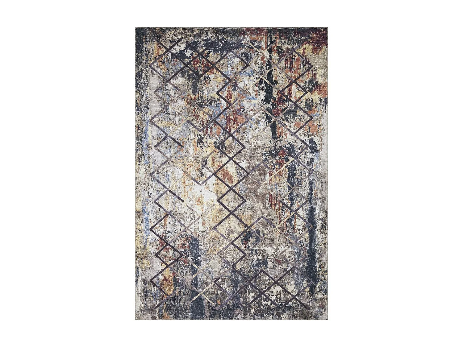 tapis cuisine 75x150 tissé beige et orange rectangle motif scandinave JOINTA