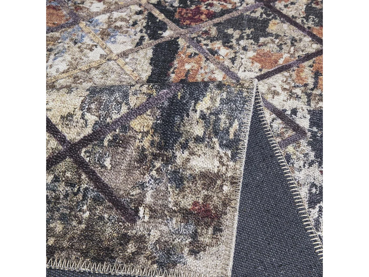 tapis cuisine 75x150 tissé beige et orange rectangle motif scandinave JOINTA