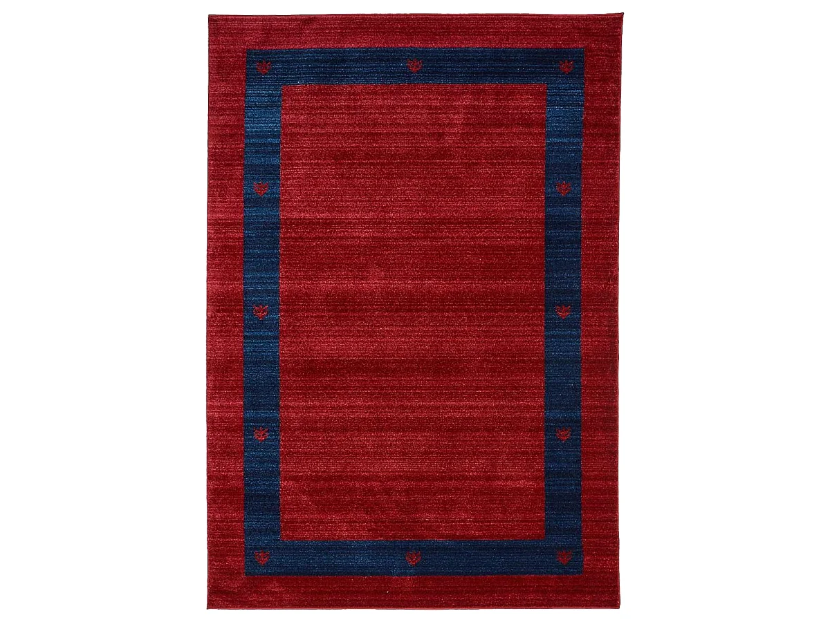 tapis chambre 100x150 tissé rouge rectangle motif simple CHOBAY 5