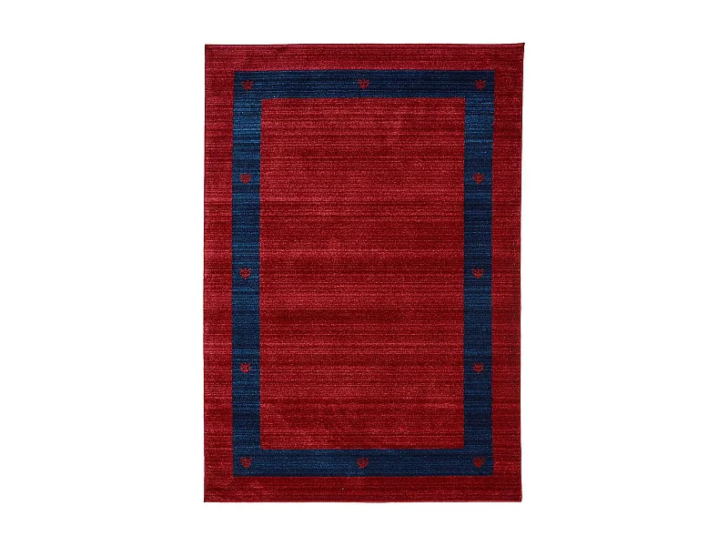 tapis chambre 100x150 tissé rouge rectangle motif simple CHOBAY 5