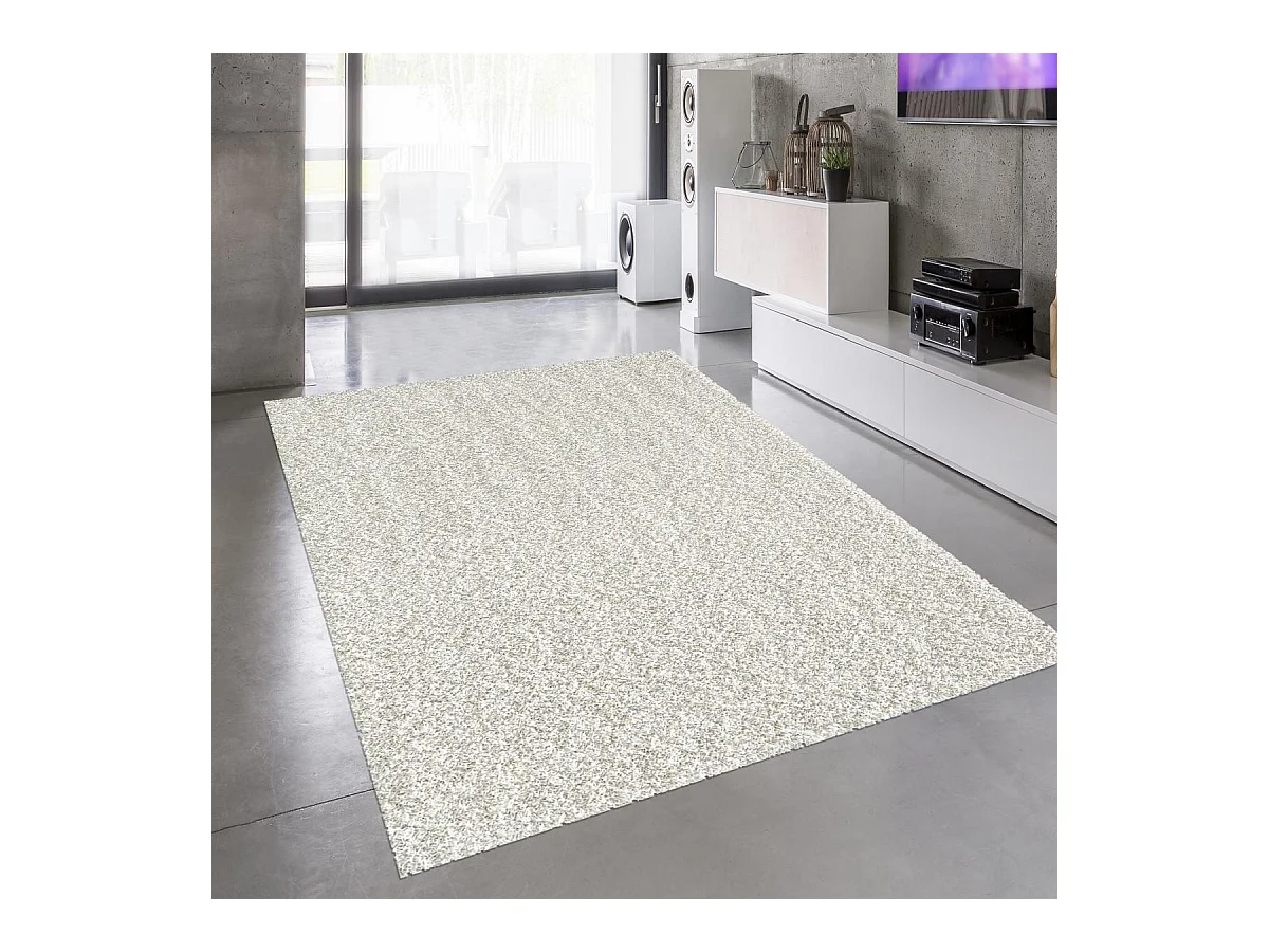 Tapis shaggy 160x230 rectangle tissé crème motif uni SG LOCA