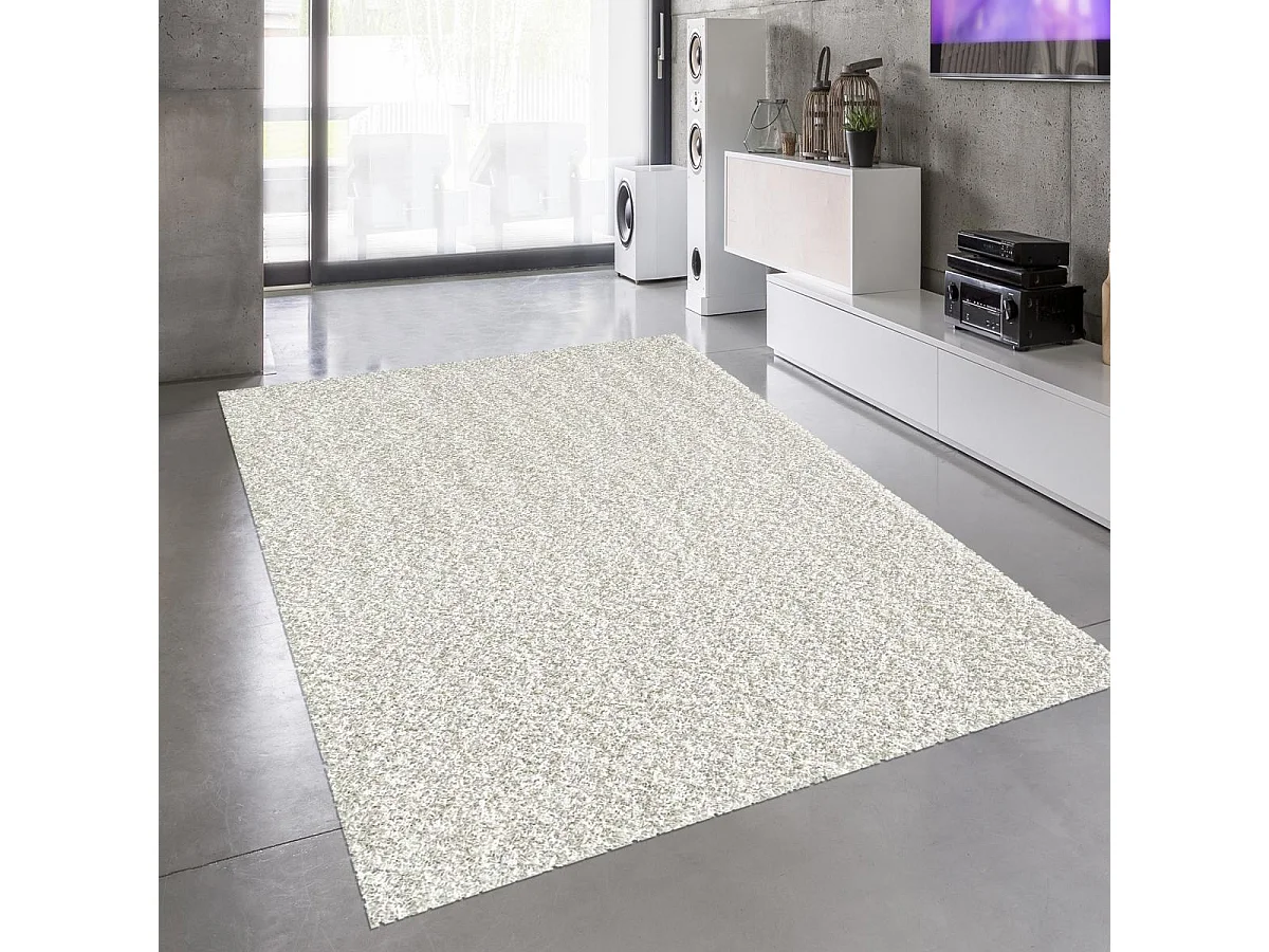 Tapis shaggy 160x230 rectangle tissé crème motif uni SG LOCA