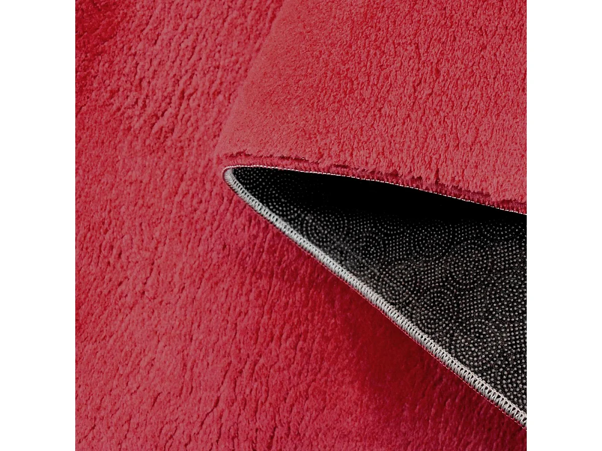 Tapis d'entrée LYN10 LAVABLE 80x150 soyeux et doux, tapis rouge uni à l'aspect : Shaggy