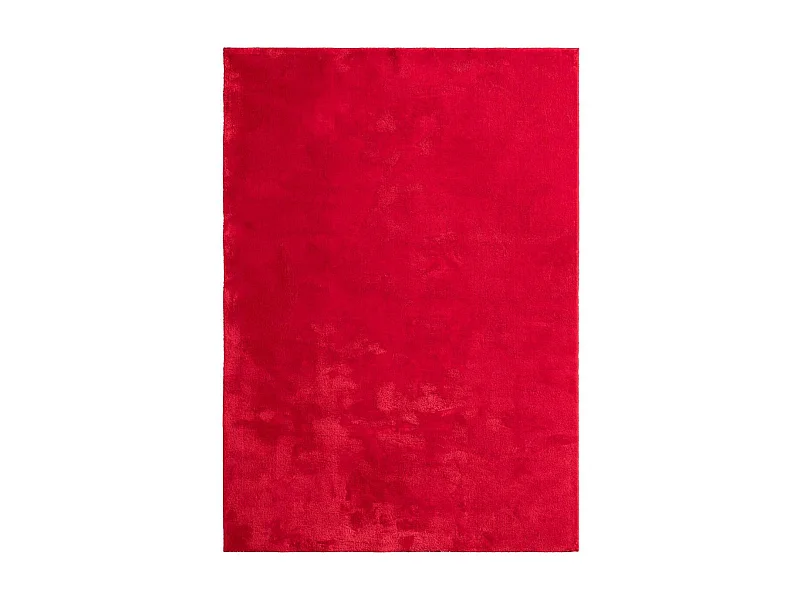 Tapis d'entrée LYN10 LAVABLE 80x150 soyeux et doux, tapis rouge uni à l'aspect : Shaggy