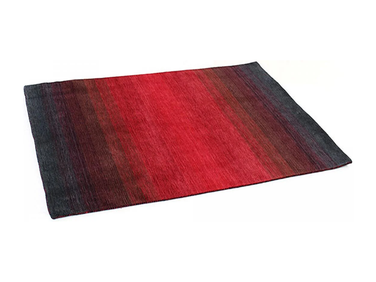 tapis cuisine 90x160 fait main en laine rouge et noir rectangle motif simple