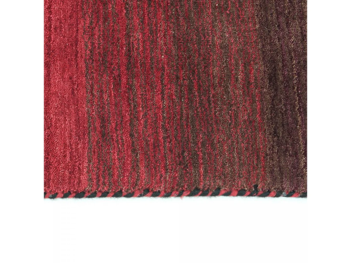 tapis cuisine 90x160 fait main en laine rouge et noir rectangle motif simple