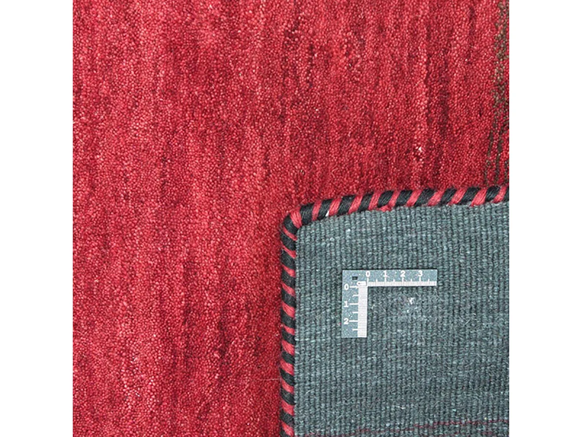 tapis cuisine 90x160 fait main en laine rouge et noir rectangle motif simple