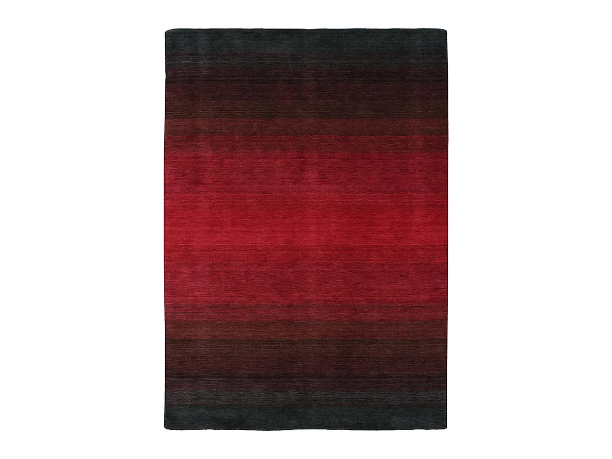 tapis cuisine 90x160 fait main en laine rouge et noir rectangle motif simple