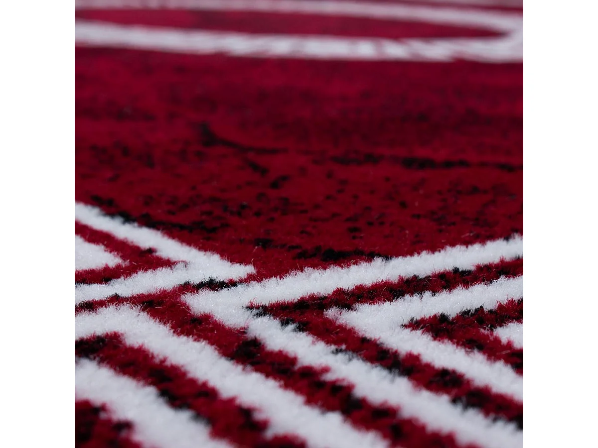 Tapis de couloir 80x300 tissé motif baroque SAPURI rouge et blanc