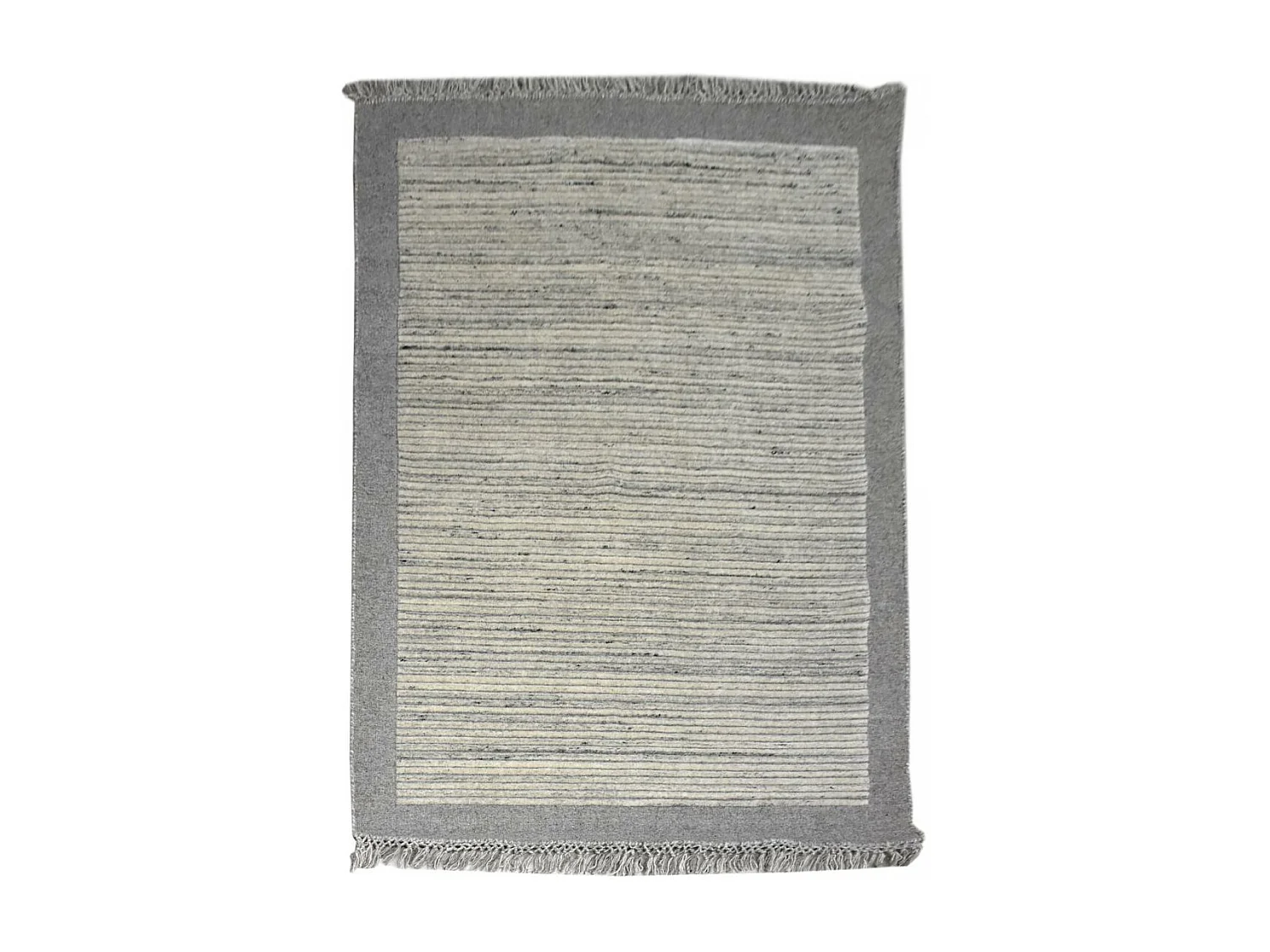Authentique tapis noué main en laine 120x170 gris et beige LOUNALI