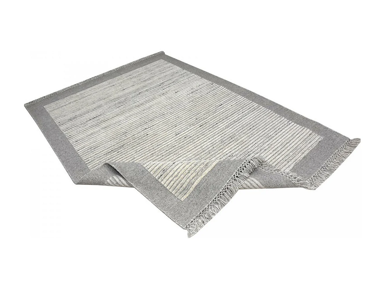 Authentique tapis noué main en laine 120x170 gris et beige LOUNALI