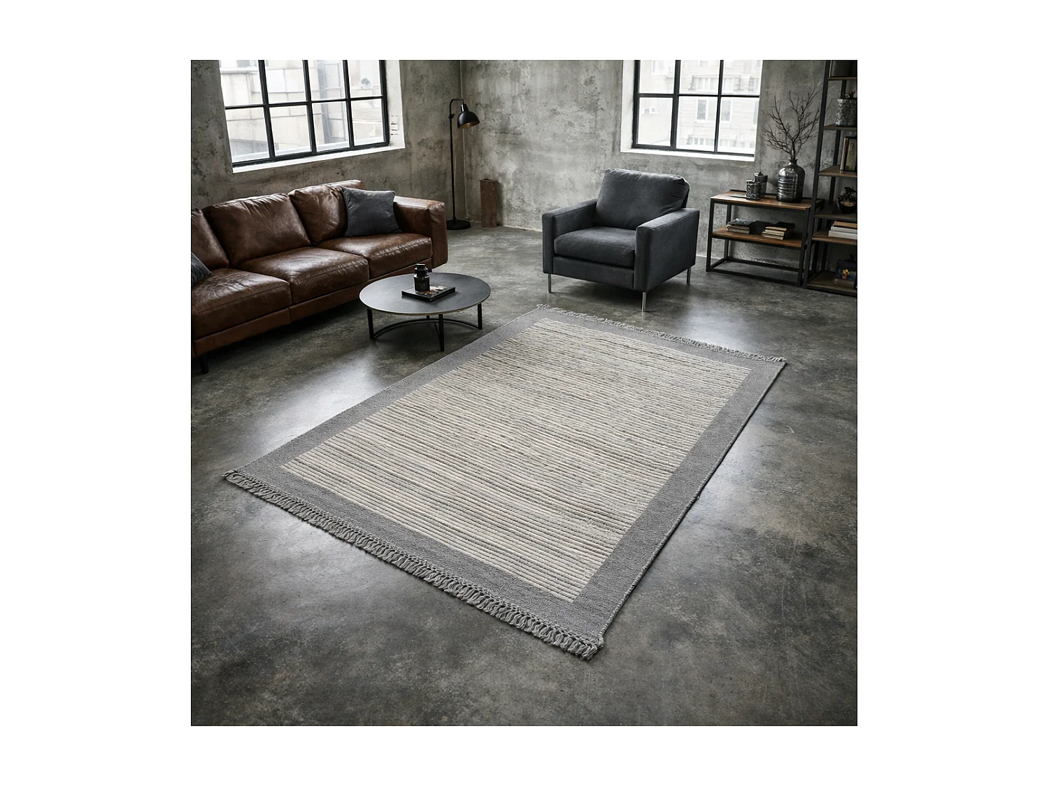 Tappeto autentico in lana annodato a mano 120x170 grigio e beige LOUNALI