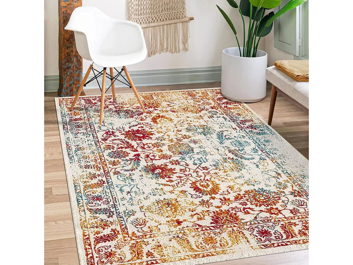 Tapis oriental 200x290 rectangle multicolore tissé motif ancestral DESTRUCT 1