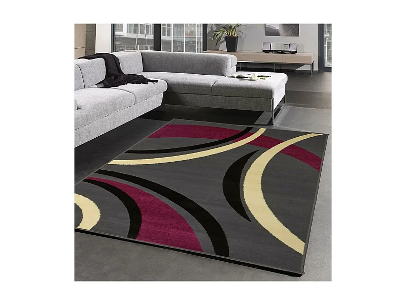 tapis chambre 60x110 tissé violet rectangle motif rond LYN1 JOYLE