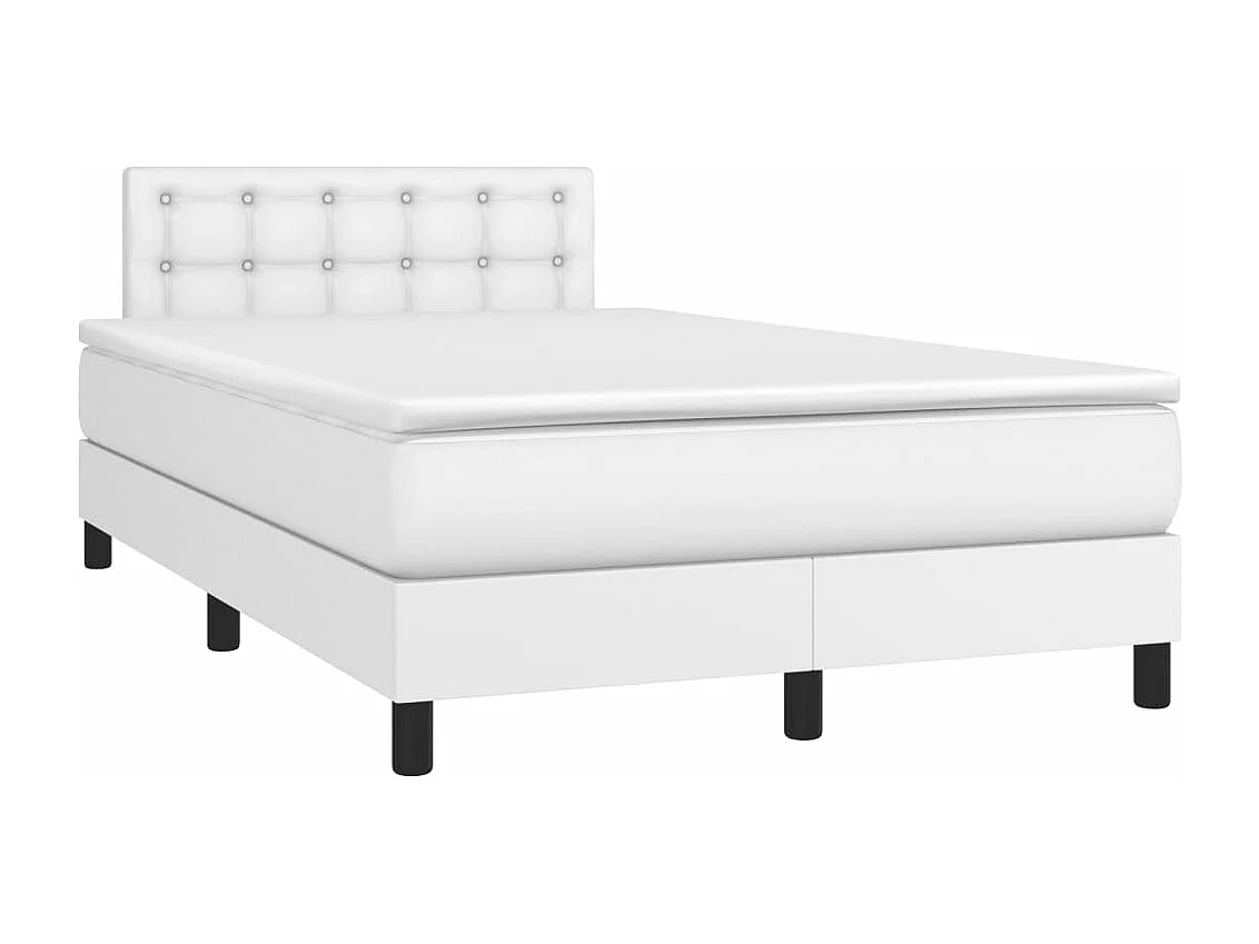 Sommier à lattes de lit matelas LED blanc 120x190 similicuir