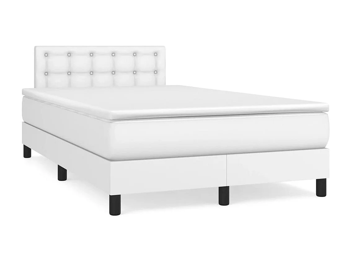 Sommier à lattes de lit matelas LED blanc 120x190 similicuir