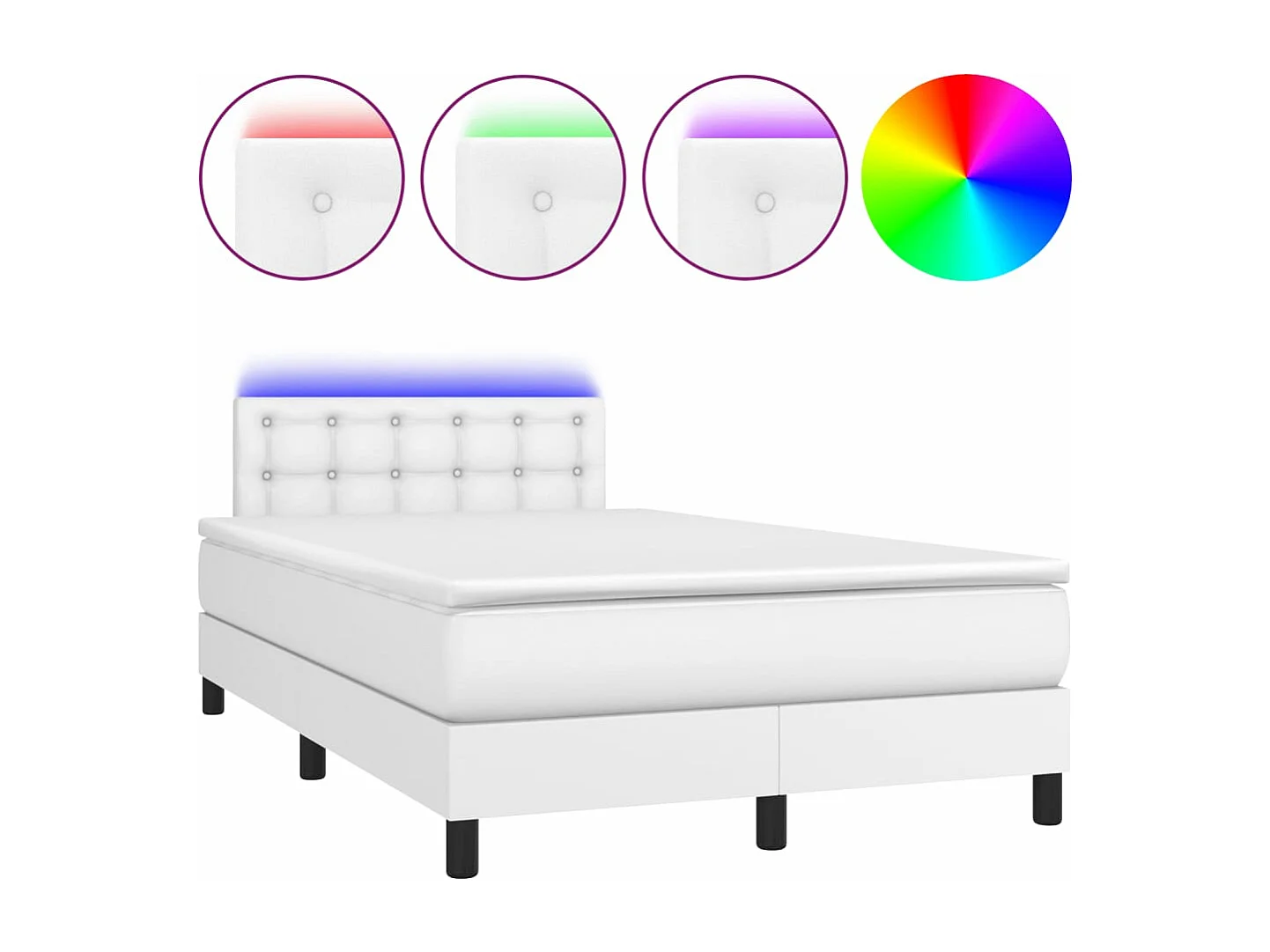 Sommier à lattes de lit matelas LED blanc 120x190 similicuir