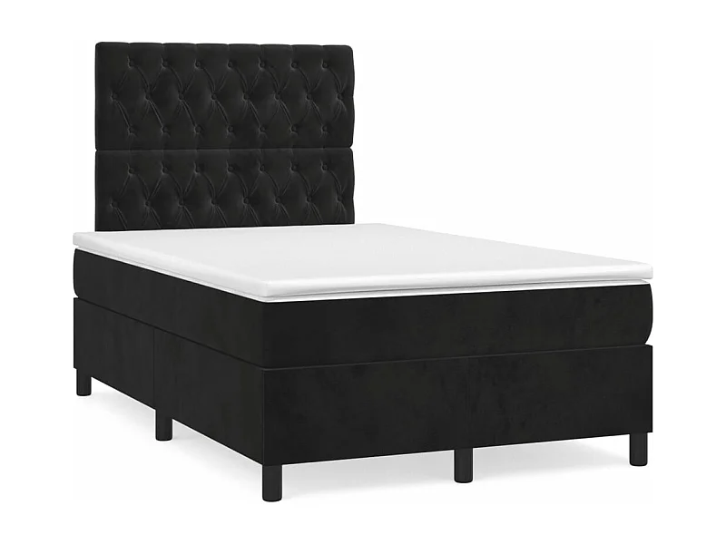 Sommier à lattes de lit avec matelas noir 120x190 velours