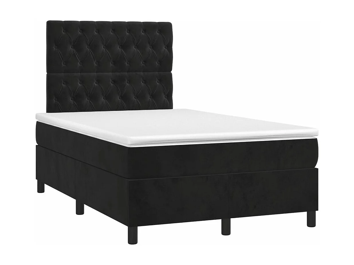 Sommier à lattes de lit avec matelas noir 120x190 velours