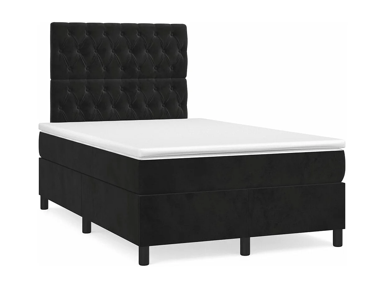 Sommier à lattes de lit avec matelas noir 120x190 velours