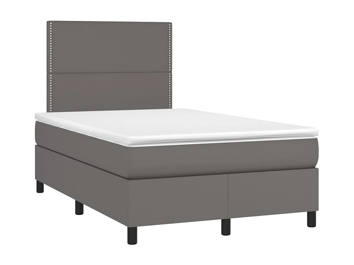 Sommier à lattes de lit matelas LED gris 120x190 similicuir